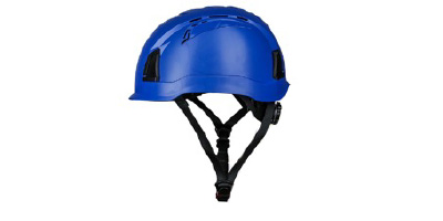 Safety helmet for protection against the risk of falling with aerial work platforms.